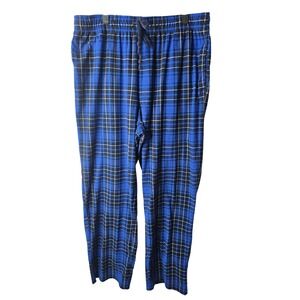 Nautica Sleepwear Mens Plaid Pajama Pants Lounge Bottoms Blue Black Size L